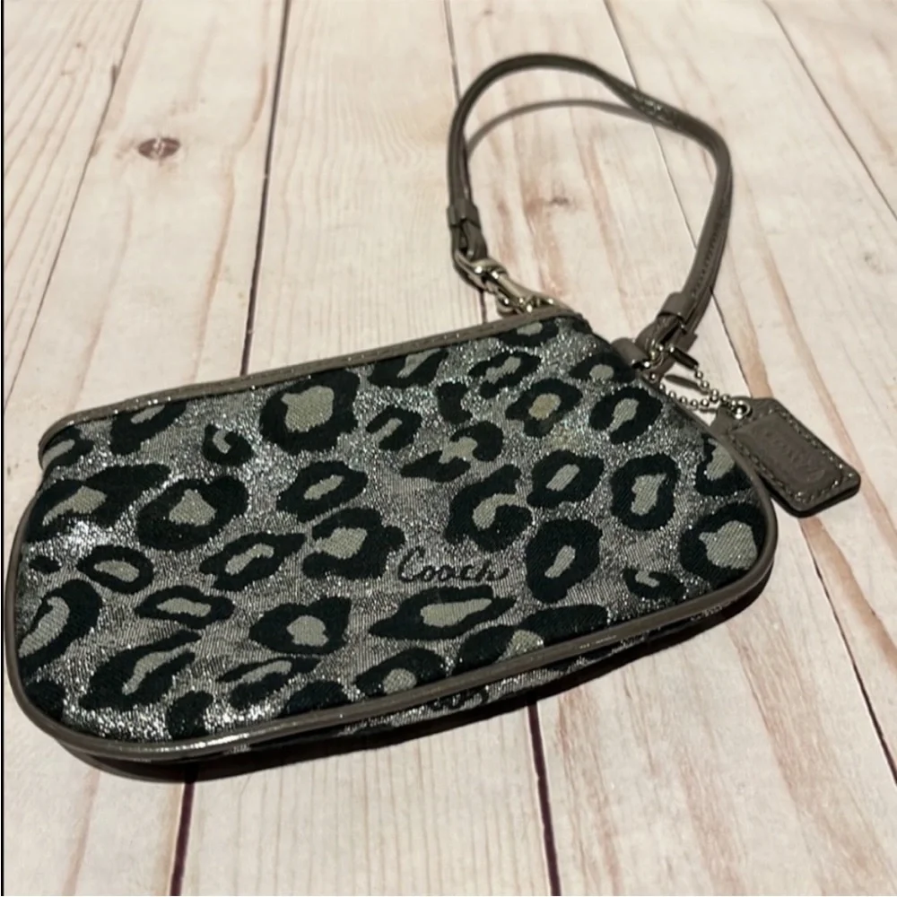 Coach Animal Print Clutch Wristlet Gray Black